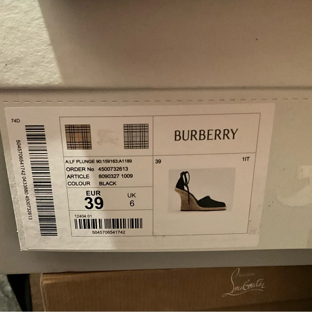 Burberry Black Woven Espadrille Wedges - Picture 5 of 5